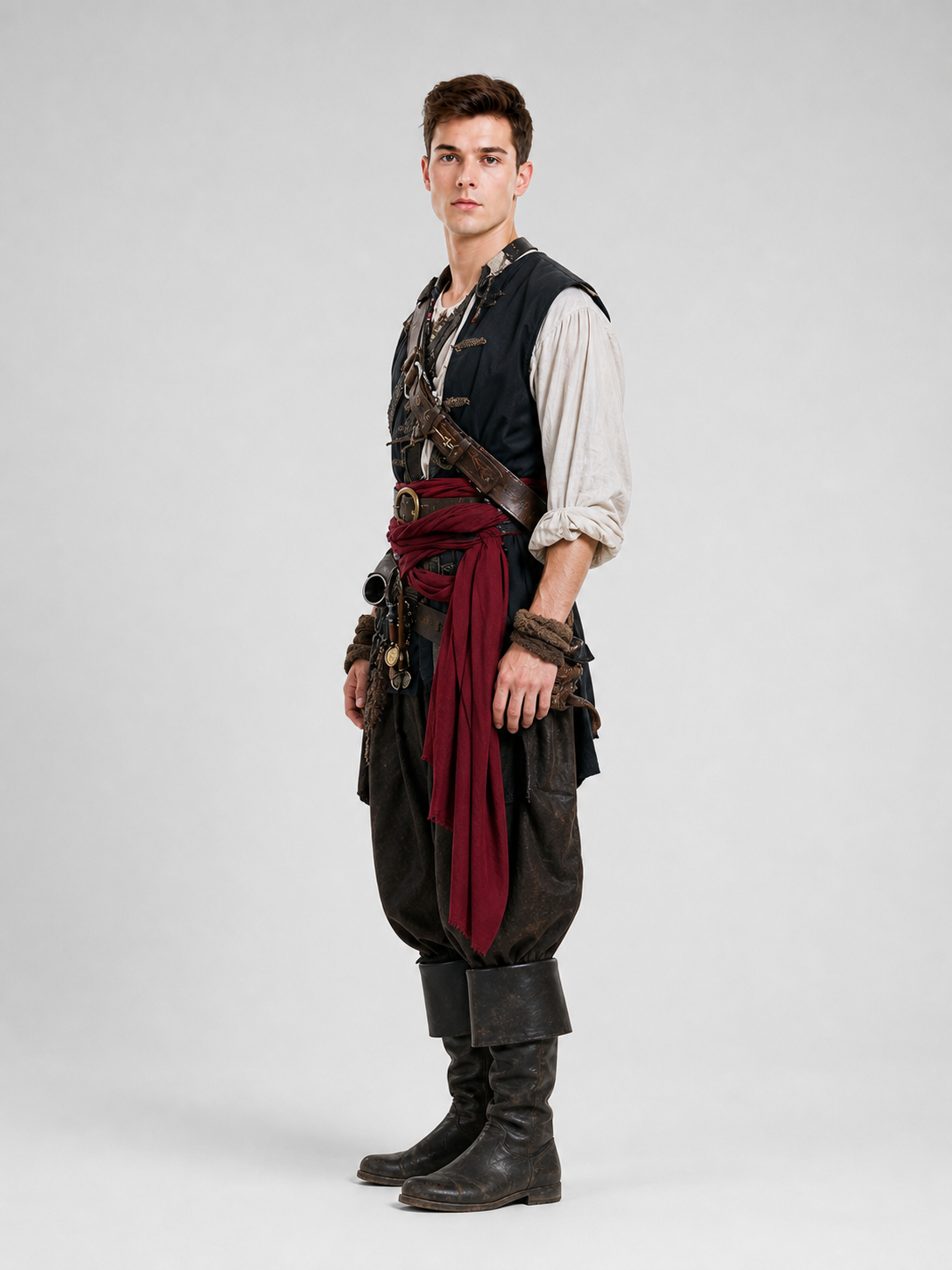 Red Pirate Costume Cosplay Set