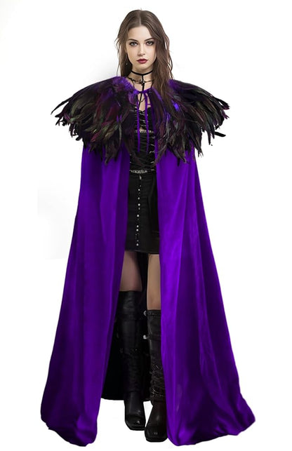 Purple Carnival Cloak with Feather Trim
