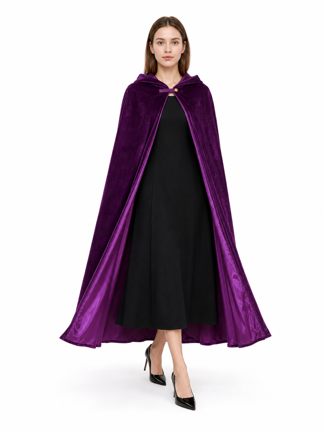 Purple Hooded Costume Cloak