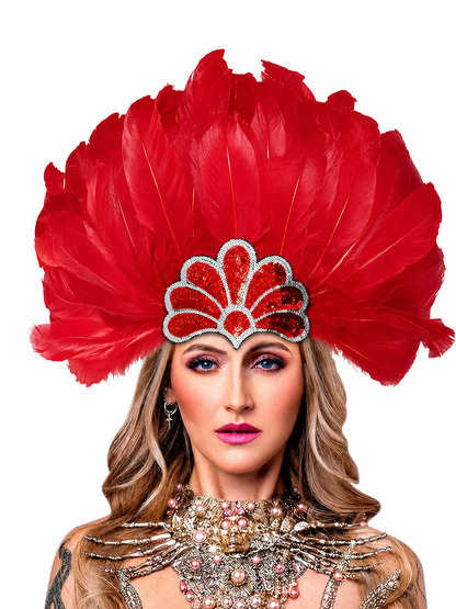 Carnival Headpiece with Red Feathers