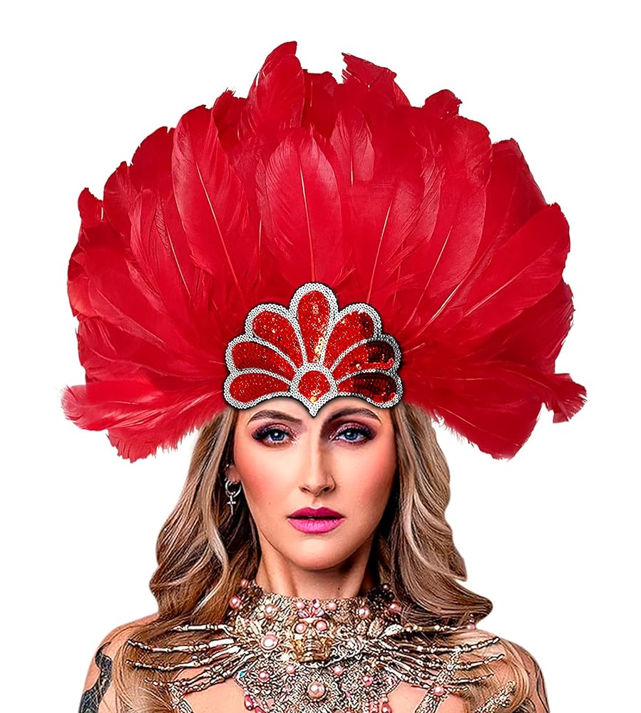Carnival Headpiece with Red Feathers
