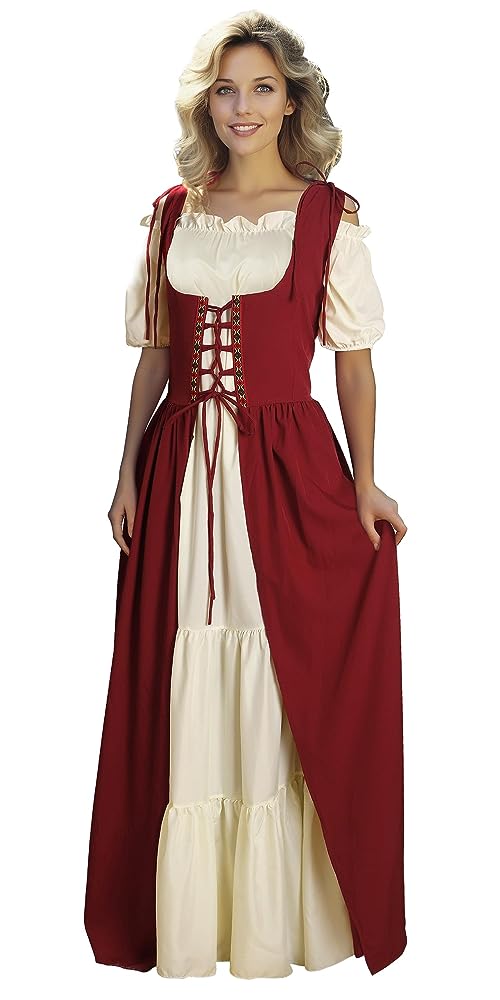 Two-Piece Renaissance-Style Dress, Burgundy
