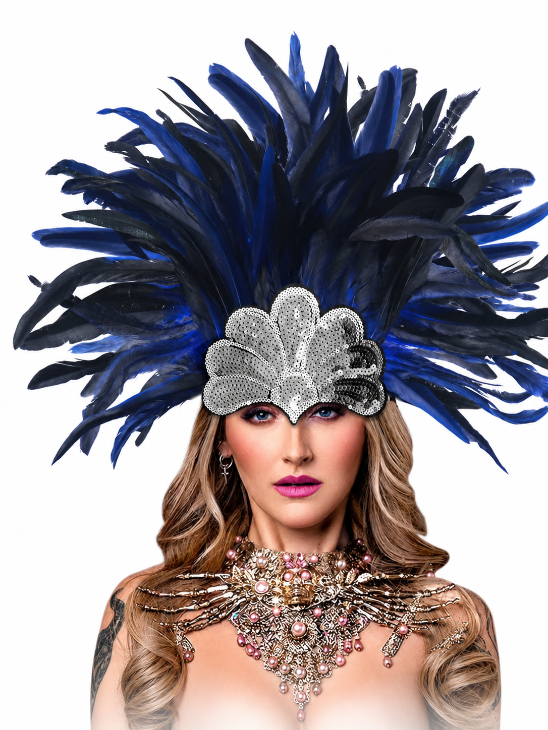 Carnival Headpiece with Blue Feathers