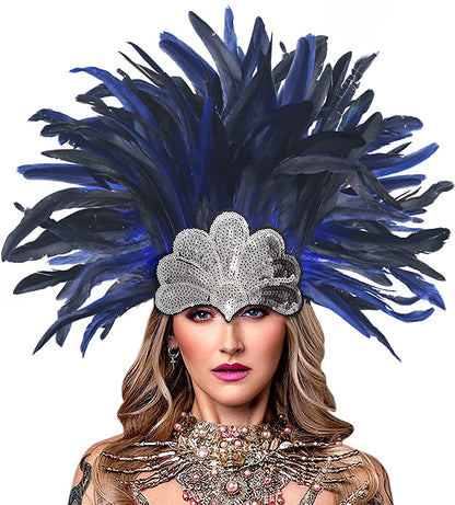 Carnival Headpiece with Blue Feathers