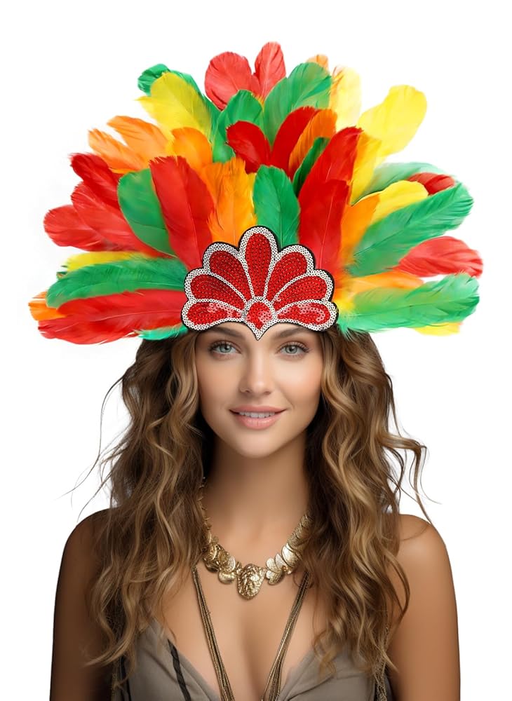 Multicolored Carnival Feather Headpiece