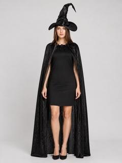 Witch Costume with Tall Hat and Long Cape