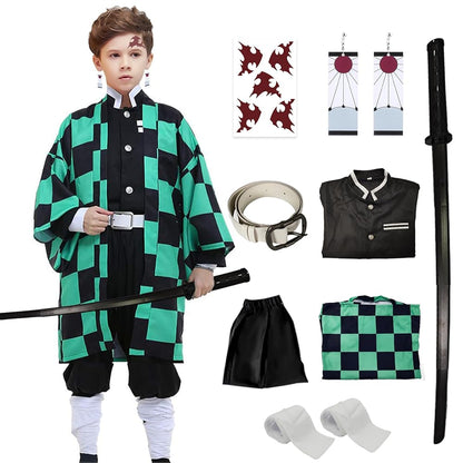 Tanjiro Cosplay Costume with Sword and Accessories