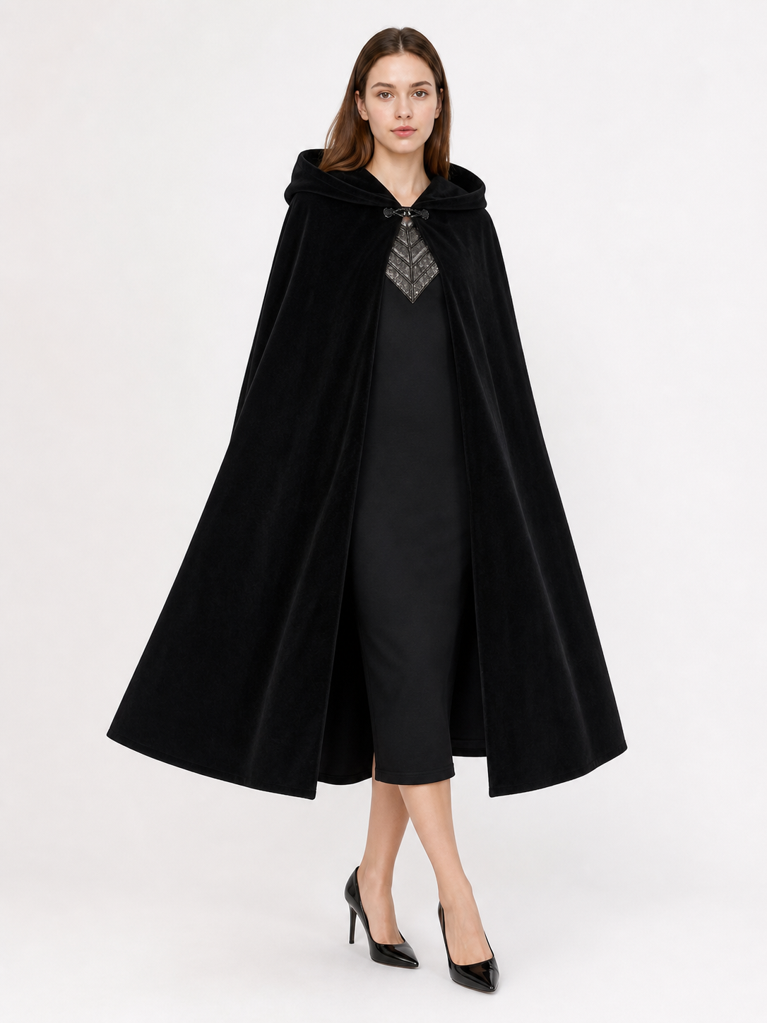 Black costume cloak with a large hood
