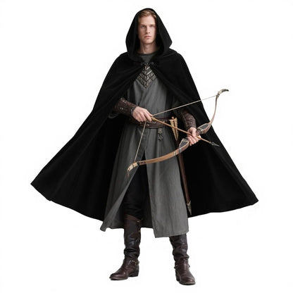 Black costume cloak with a large hood