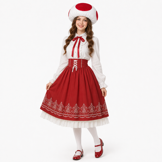 Carnival Mushroom Hat with Red Decorations