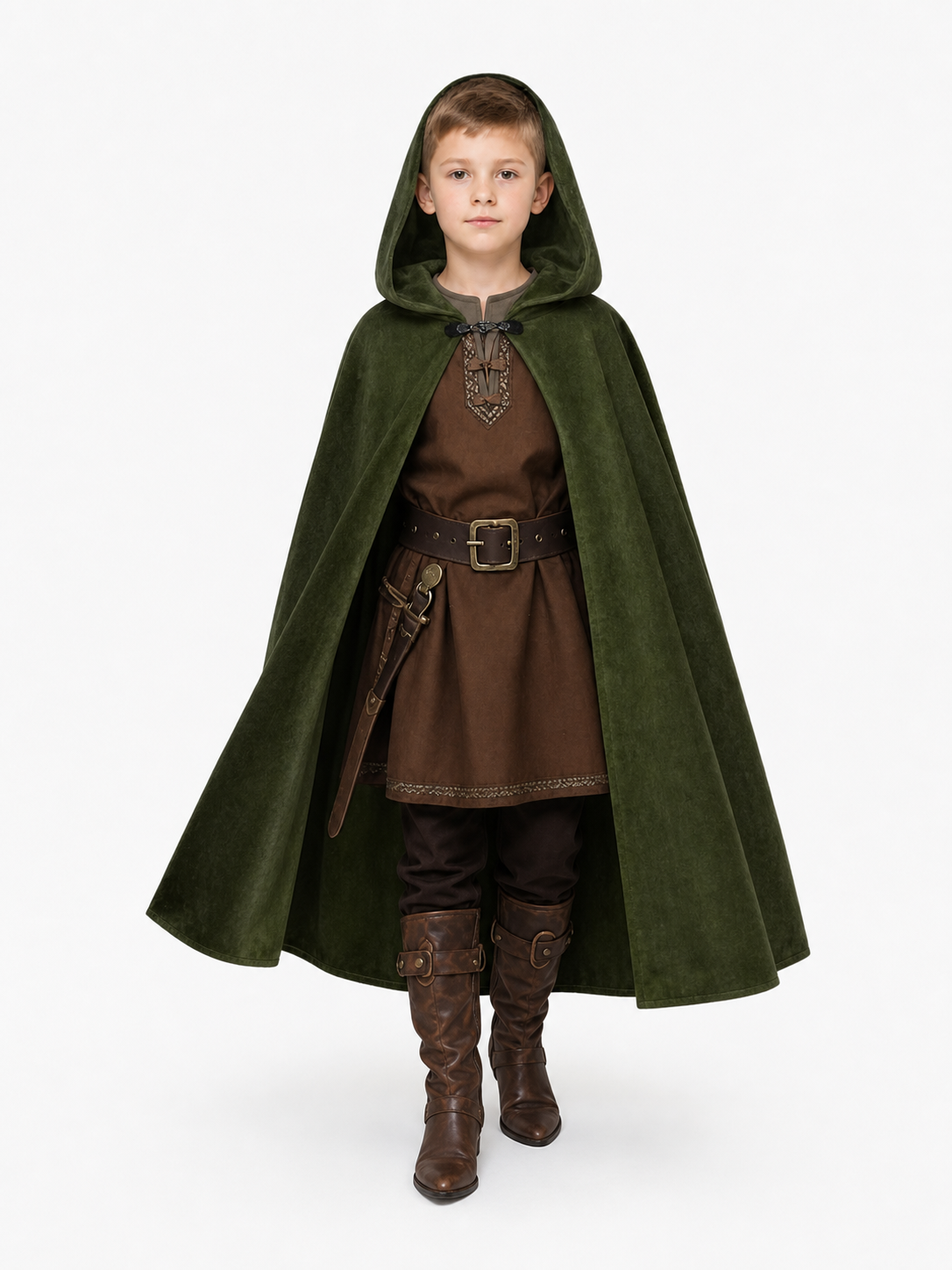 Dark Green Hooded Carnival Cloak