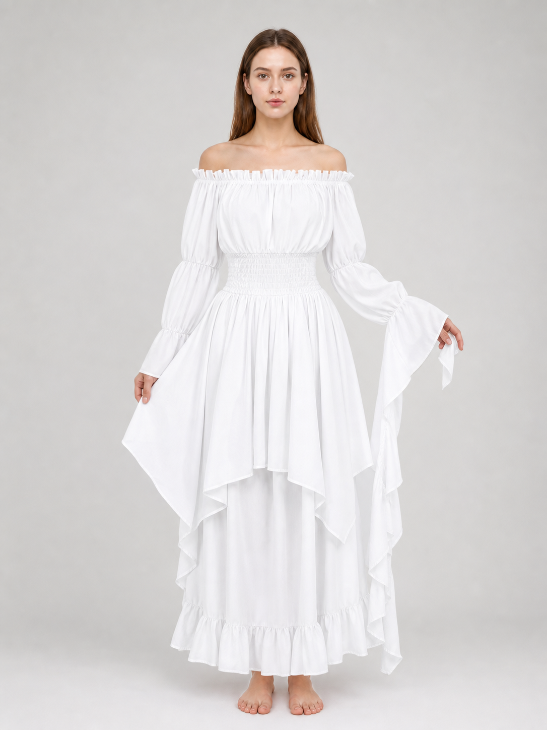 White off-shoulder maxi dress
