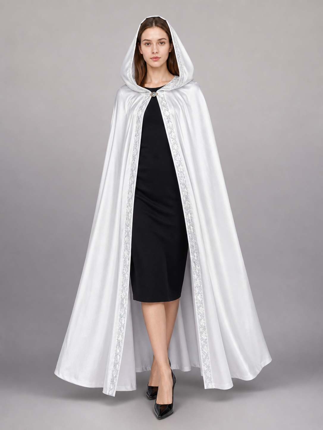 White Hooded Costume Cape, Medieval