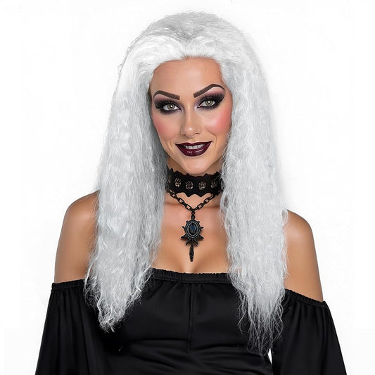 Long White Wavy Wig for Halloween