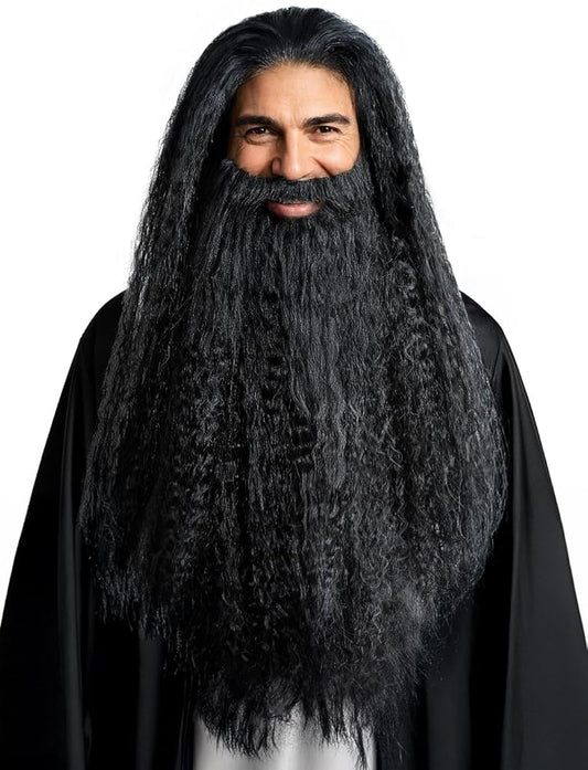Black Wizard Wig and Beard for Halloween