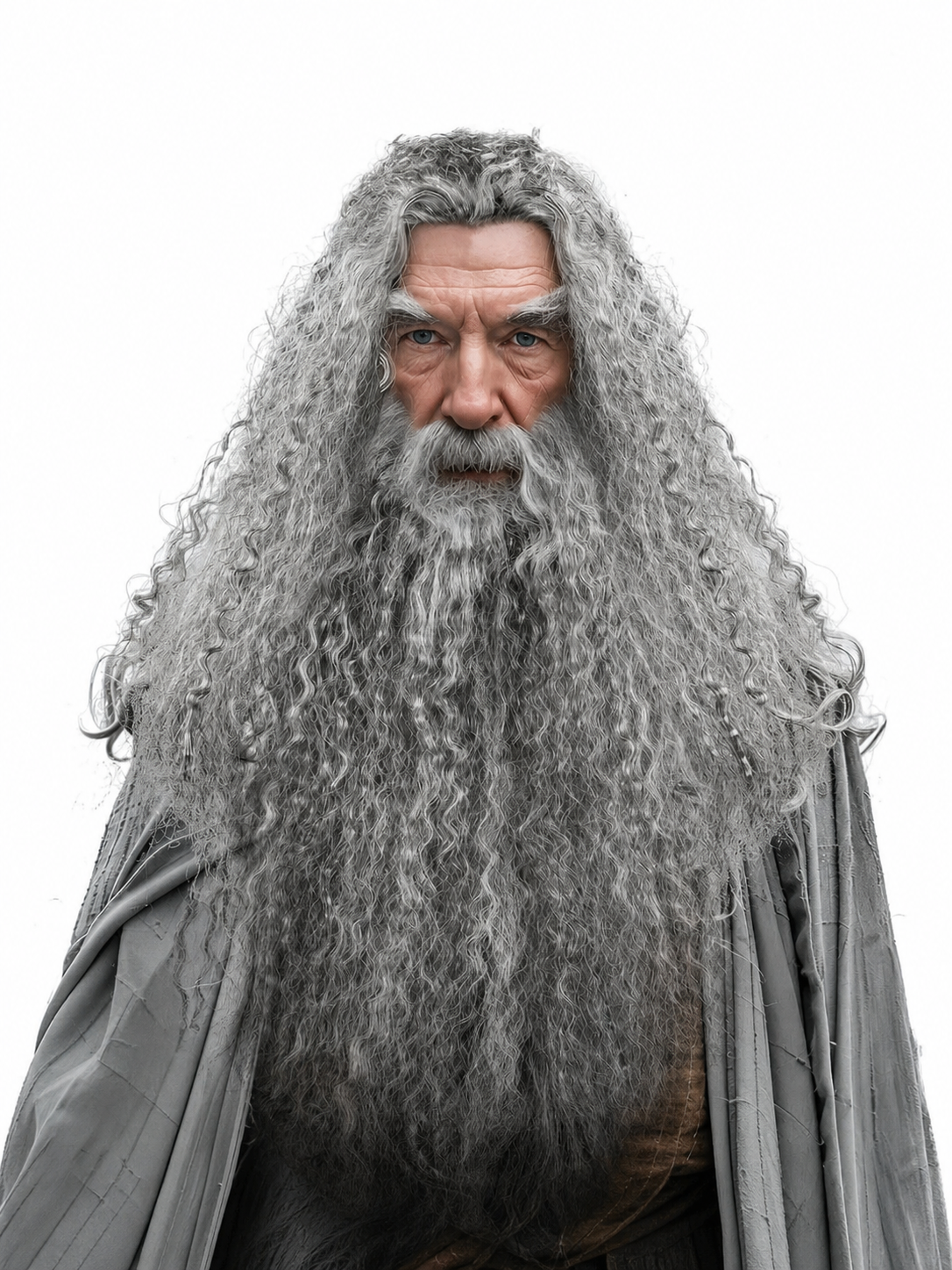 Carnival Wig with Beard for a Wizard Costume