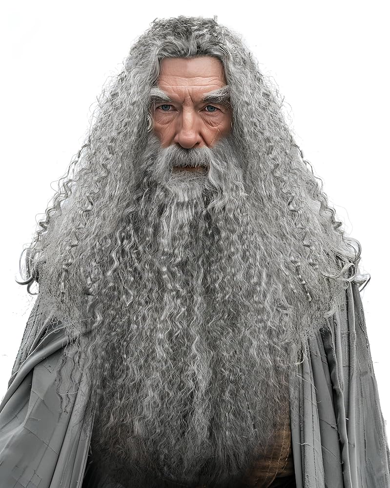Carnival Wig with Beard for a Wizard Costume