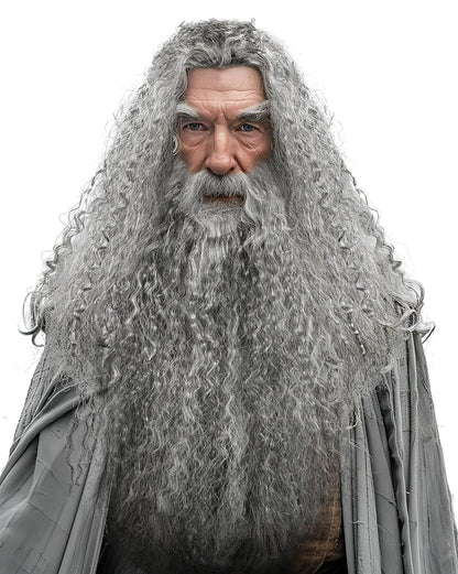 Carnival Wig with Beard for a Wizard Costume