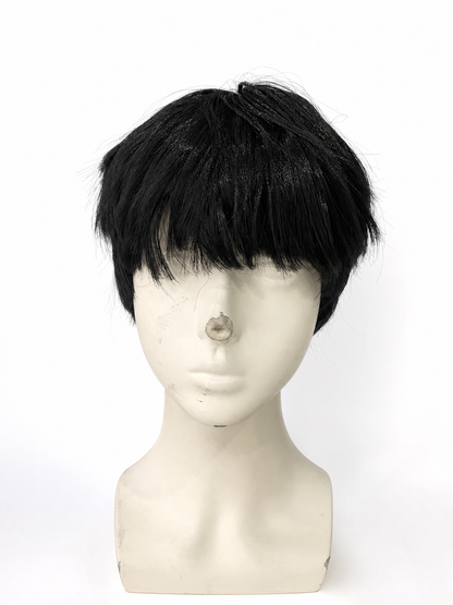 Short Black Carnival Wig with Straight Bangs