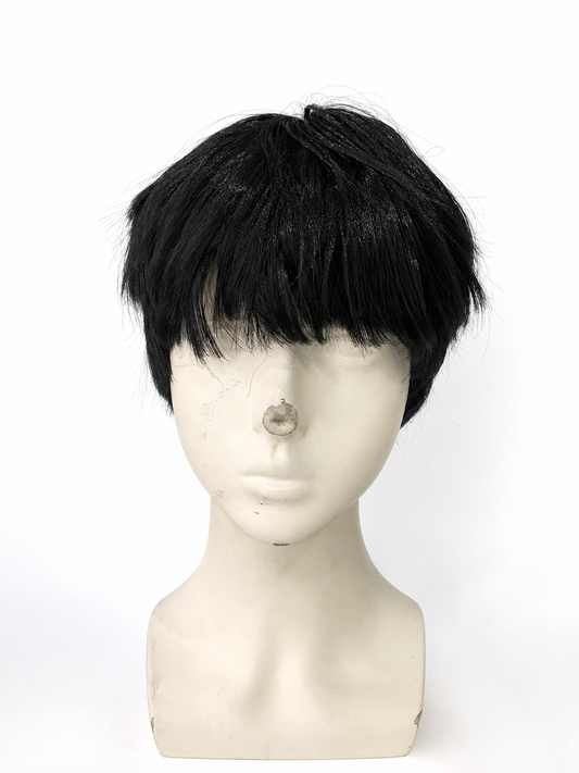 Short Black Carnival Wig with Straight Bangs