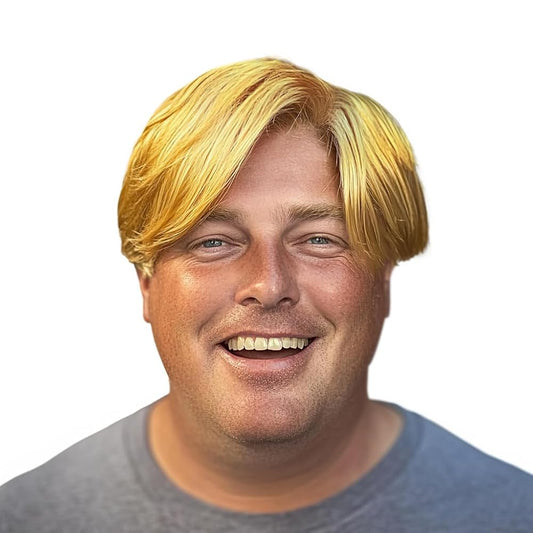 Golden short carnival wig with bangs