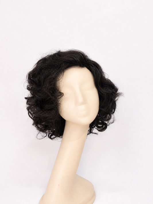 Black carnival wig with voluminous curls