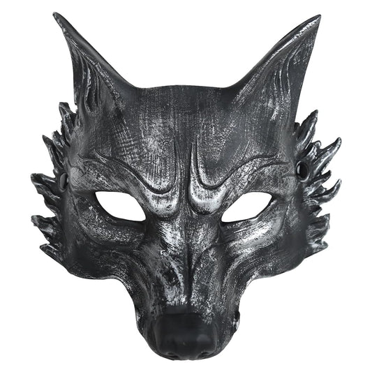 1pc Halloween Wolf Mask, Full Face Werewolf Style with Pointed Ears, Cosplay Party