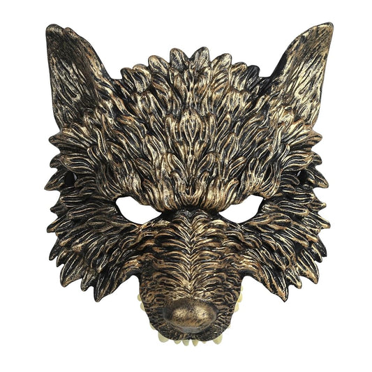 1pc Halloween Wolf Face Mask, Sculpted Fur Texture, Open Eyes, Cosplay Party