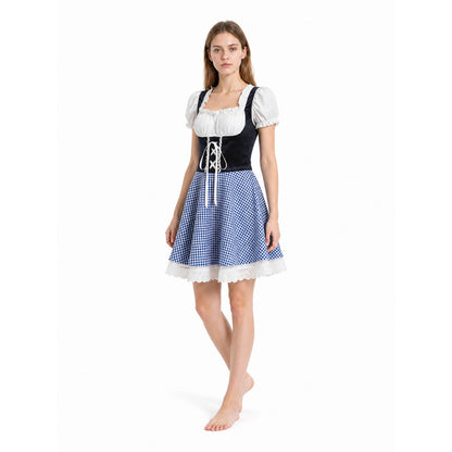Plaid Dirndl-Style Dress for Celebrations Costume Dresses detail