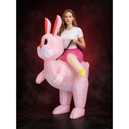 Adult Pink Inflatable Rabbit Riding Costume for Halloween main product view