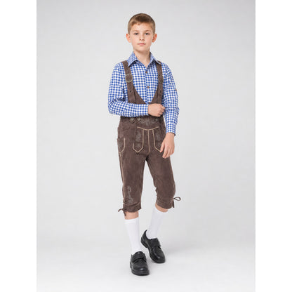 Oktoberfest Costume: Plaid Shirt and Pants on-model front view