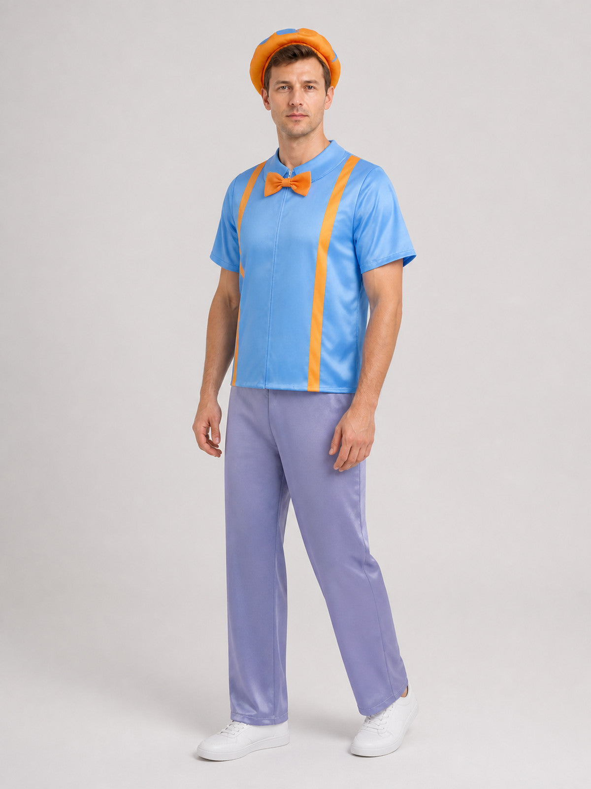 Blippi Cosplay Costume: Shirt, Pants, and Hat Costume Headwear detail