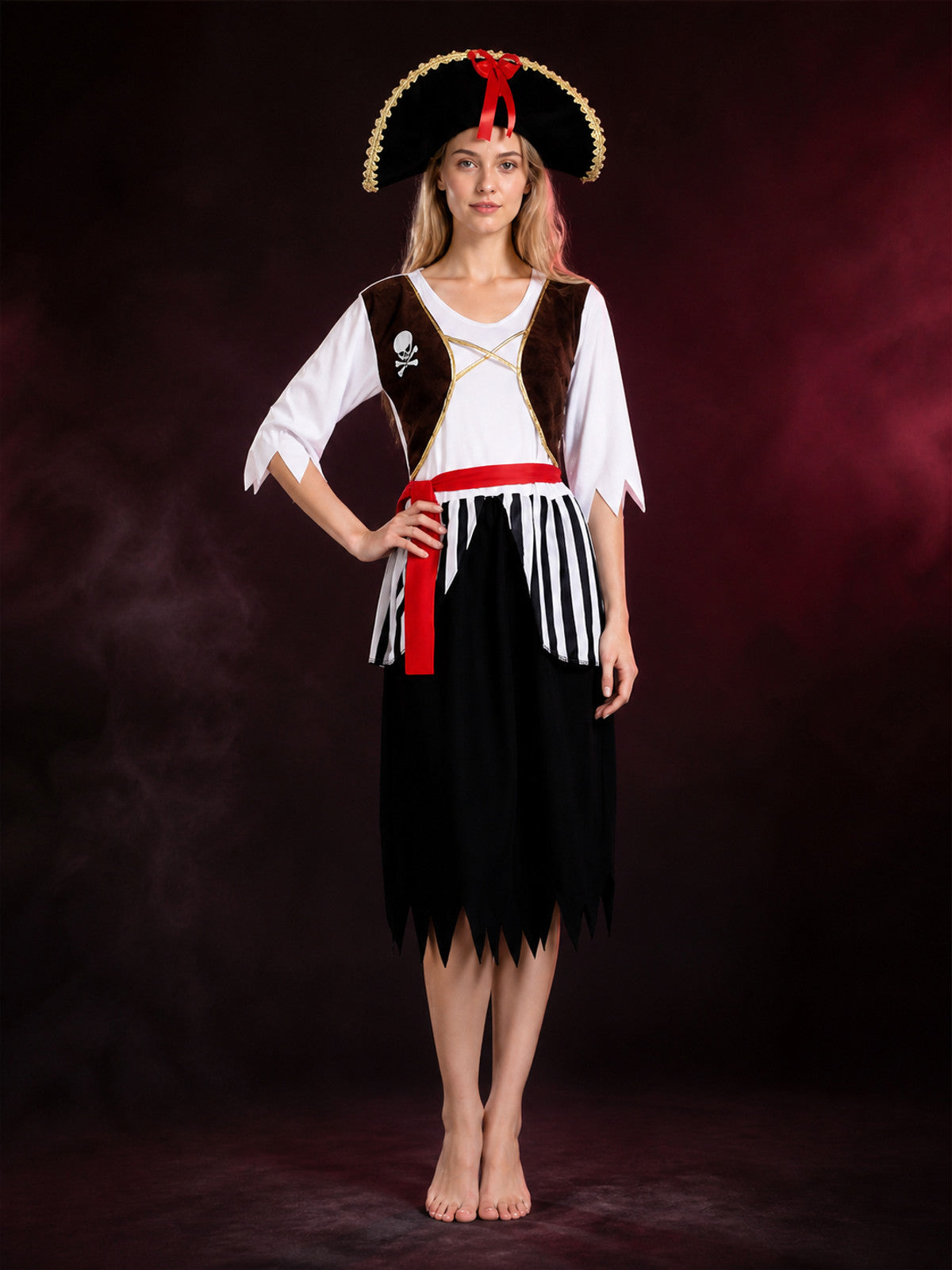 Women's Pirate Costume with Vest for Cosplay and Halloween main product view