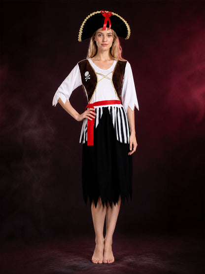 Women's Pirate Costume with Vest for Cosplay and Halloween main product view
