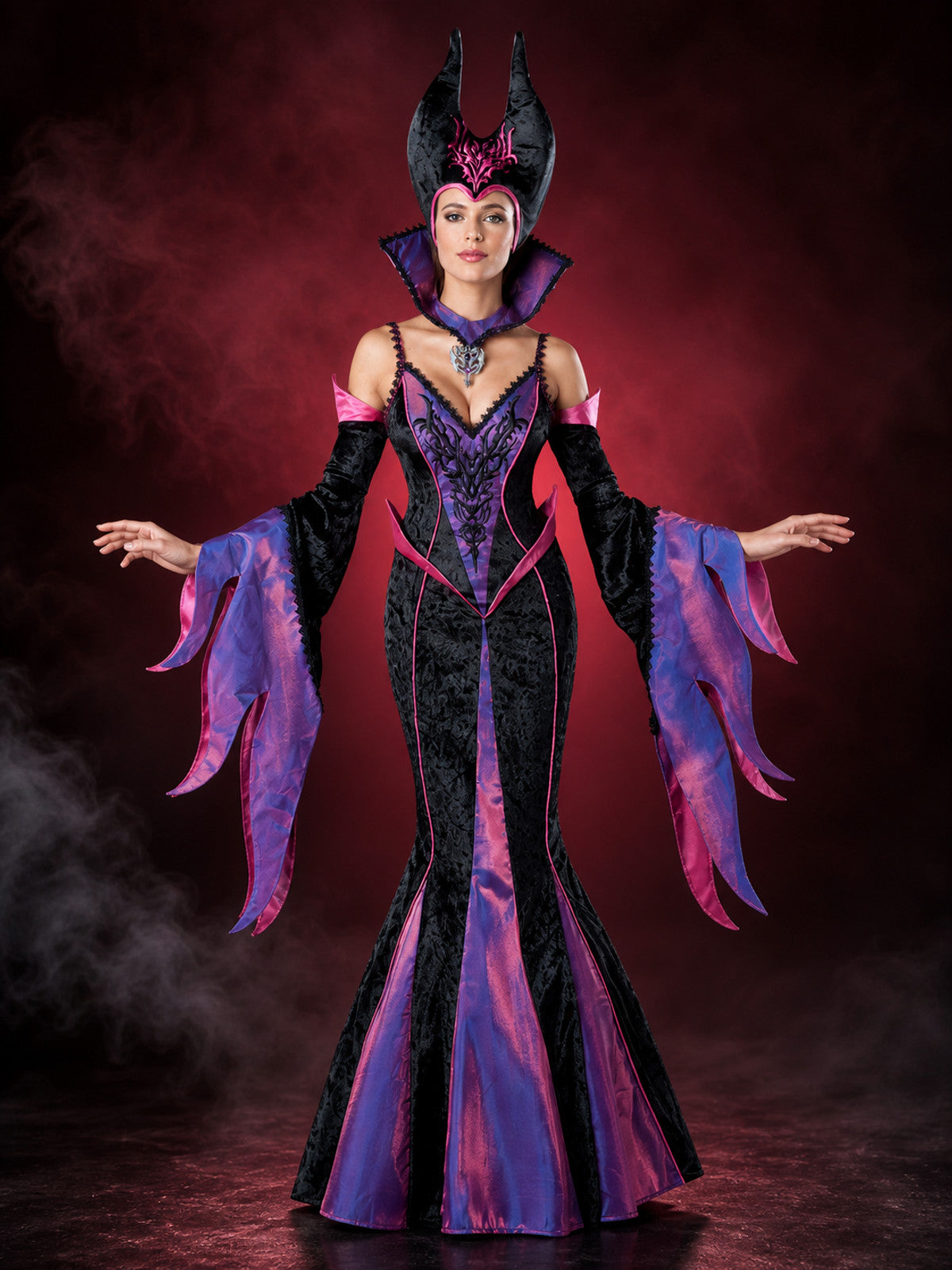 Women's Witch Costume with Hat and Pendant
