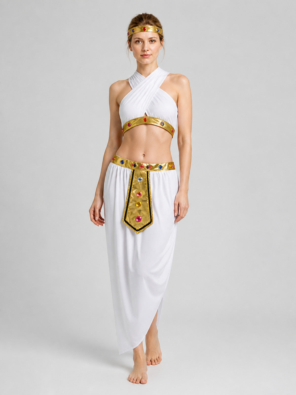 Cleopatra Costume with a Gold Belt and Colorful Stones Costumes detail
