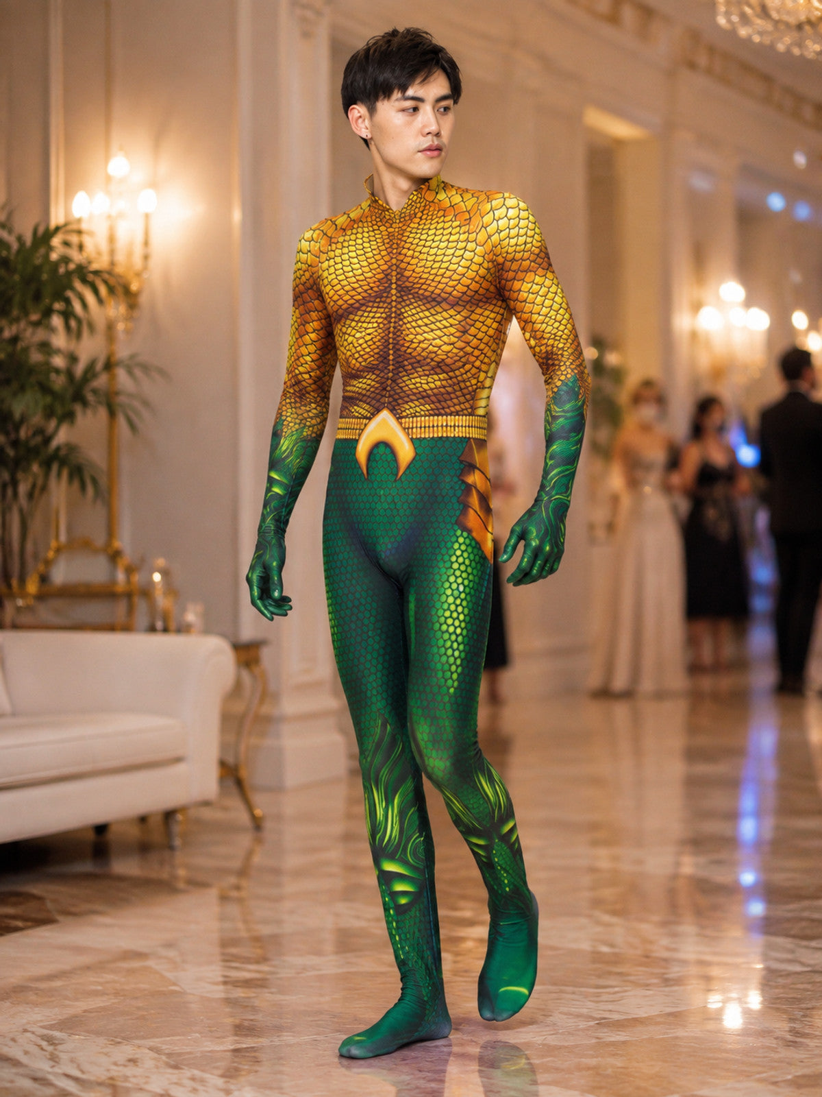 Aquaman Costume with Scale Pattern lifestyle view