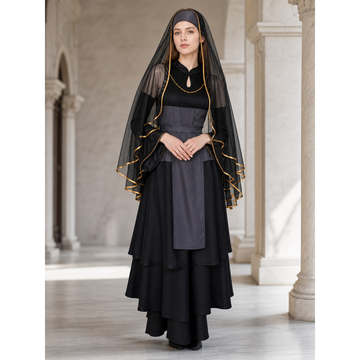 Hinata Cosplay Set with Veil and Layered Skirt
