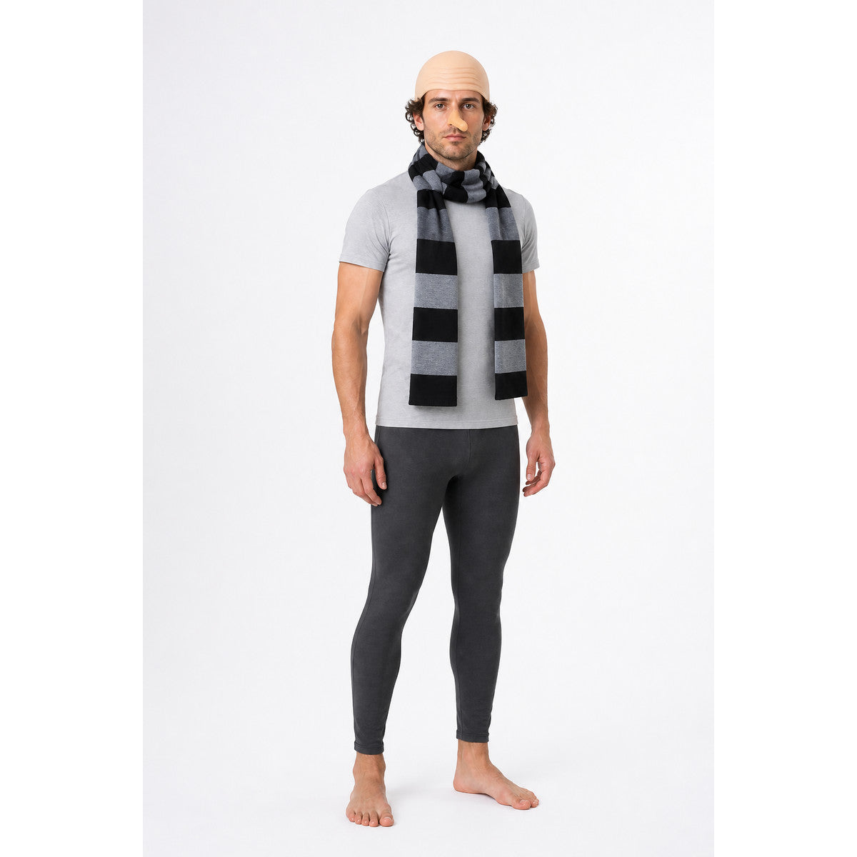 Gru Costume Accessory Set: Bald Cap, Scarf, Nose Costume Headwear detail