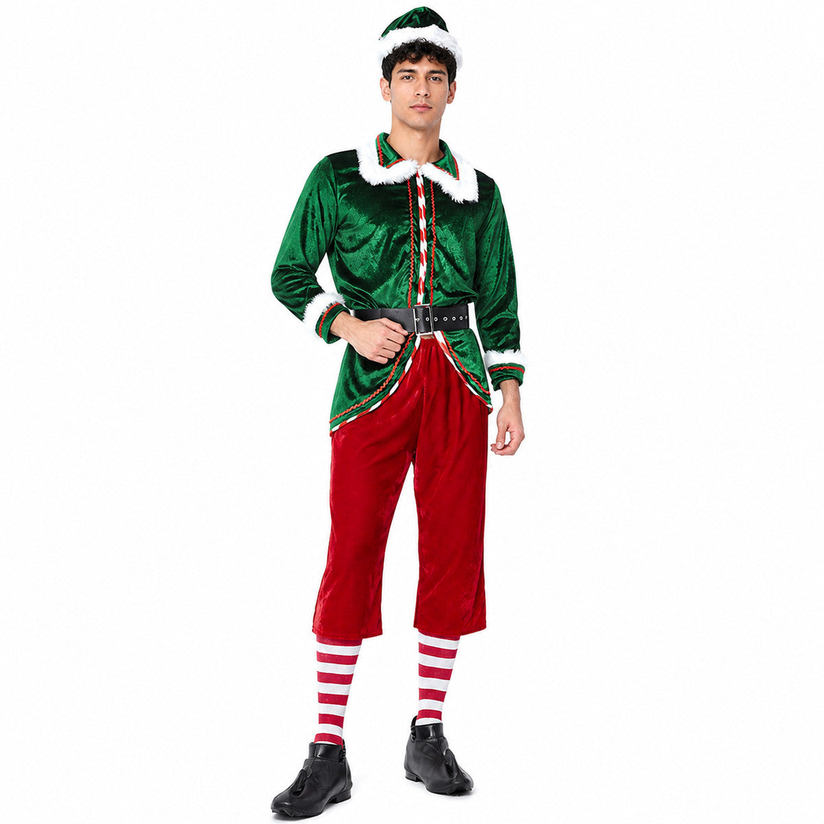 Christmas Elf Costume with White Fur Trim Costumes detail