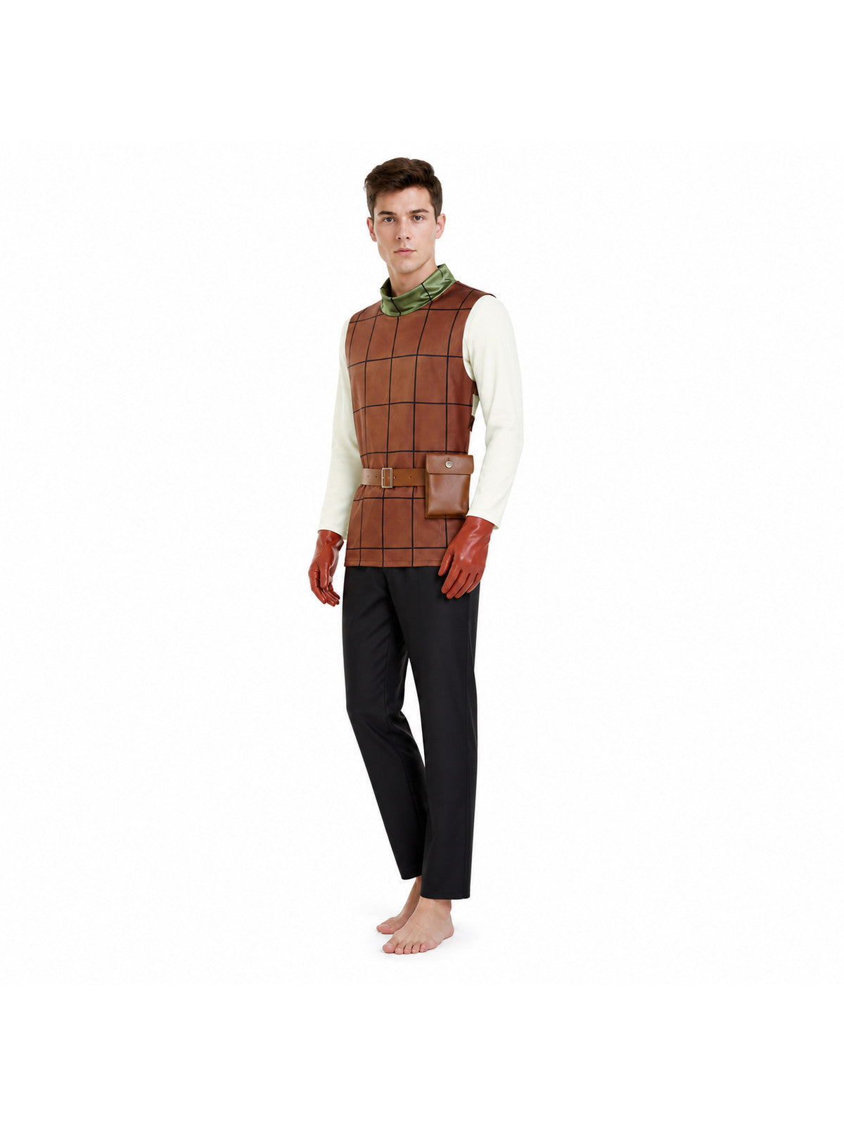 Cosplay Costume with Sleeveless Top, Pants, and Waist Bag