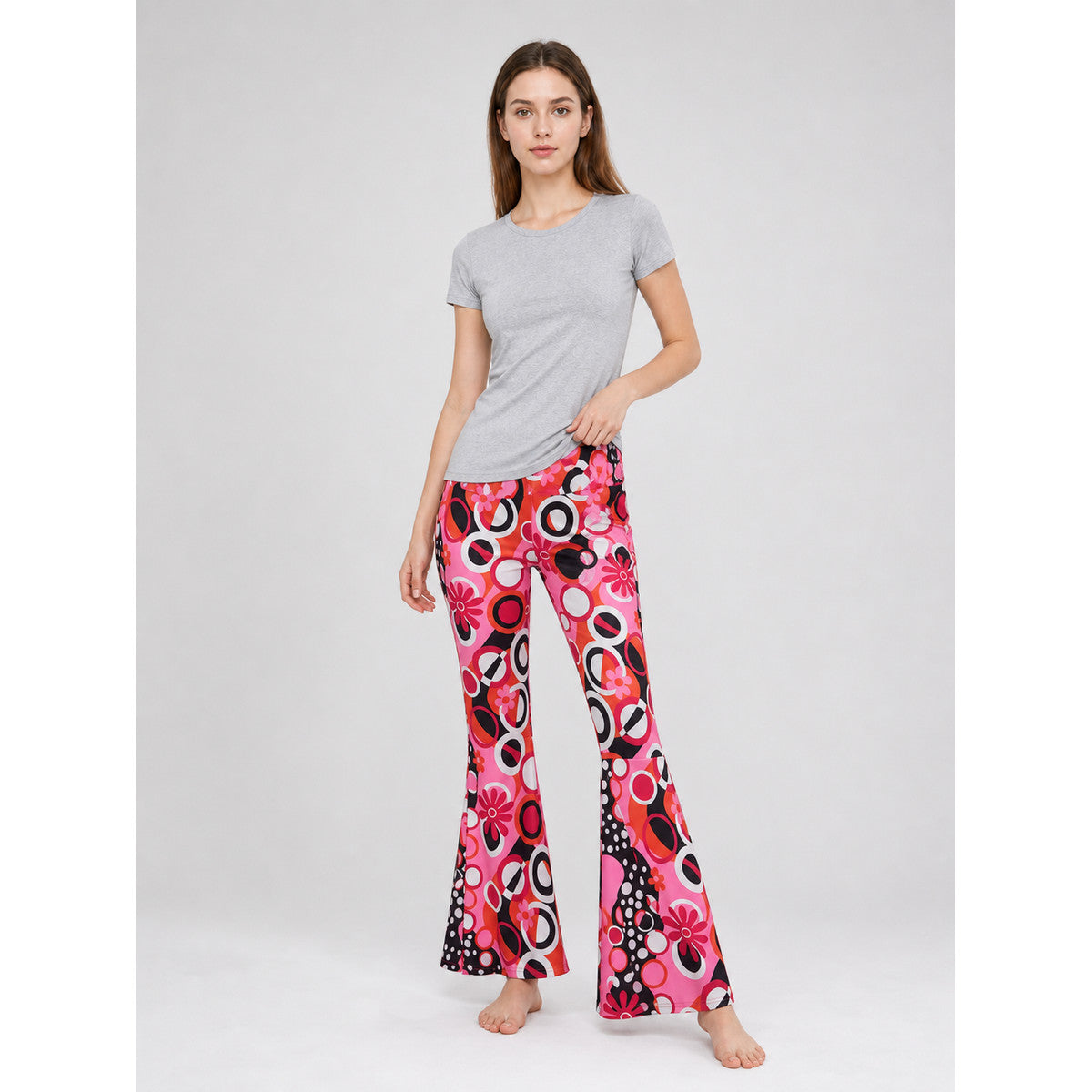 Flared Pants with a Bold Retro-Style Print lifestyle