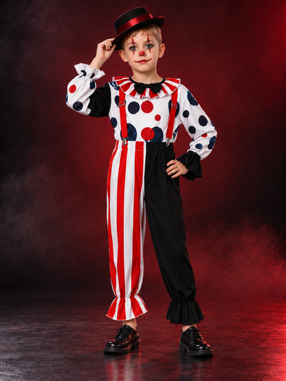 Kids' Clown Costume with Polka-Dot Shirt and Pants