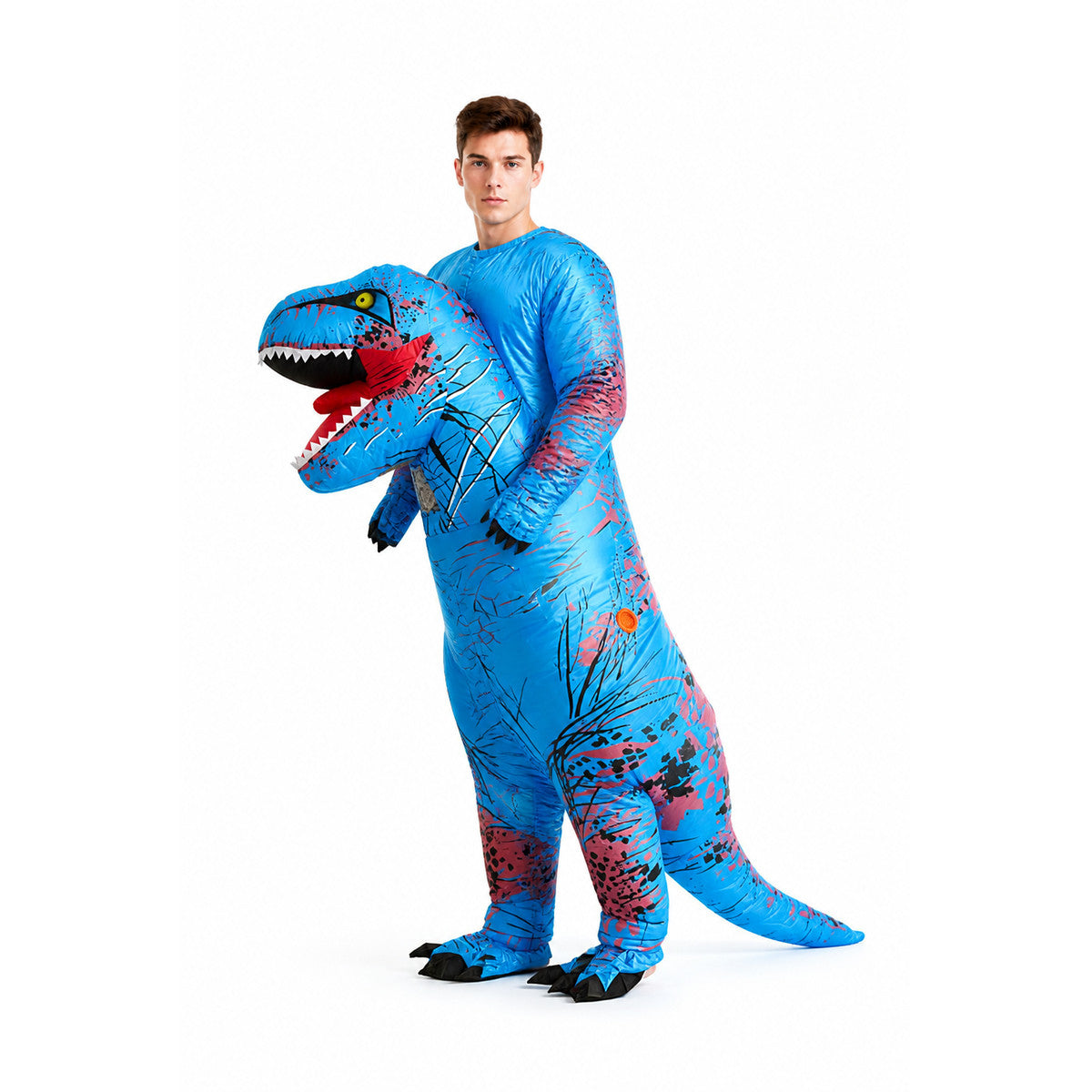 Blue Dinosaur Costume with Open Mouth and Long Tail Costumes detail
