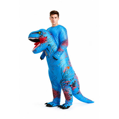 Blue Dinosaur Costume with Open Mouth and Long Tail Costumes detail