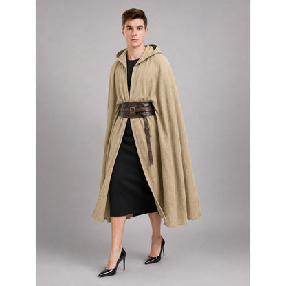 Khaki Hooded Medieval Carnival Cloak lifestyle