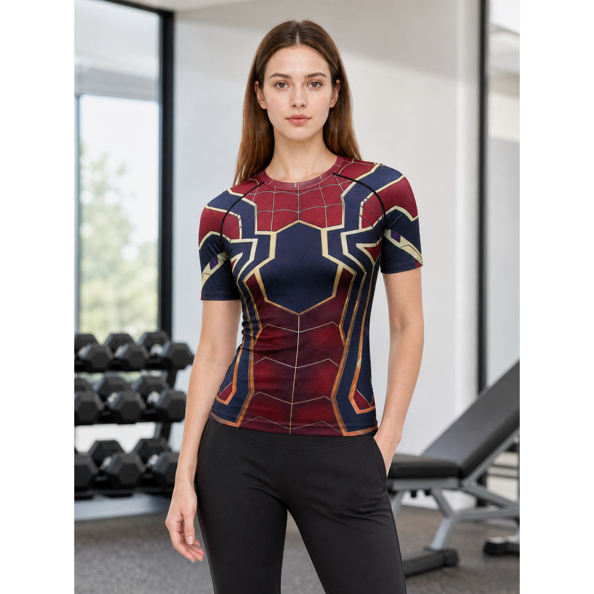 Short-sleeve superhero print cosplay T-shirt lifestyle