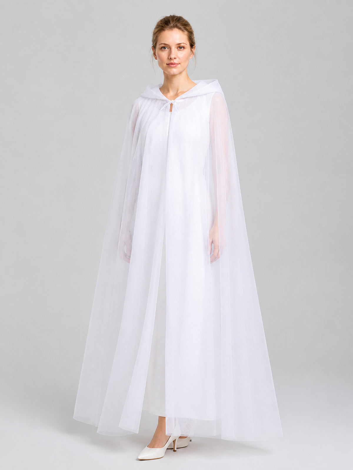 White Hooded Cloak for Halloween Cosplay Costume Capes detail
