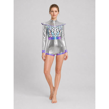 Silver Astronaut Jumpsuit with Purple Trim product detail