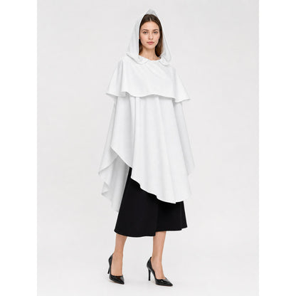 White Medieval Hooded Carnival Cloak lifestyle